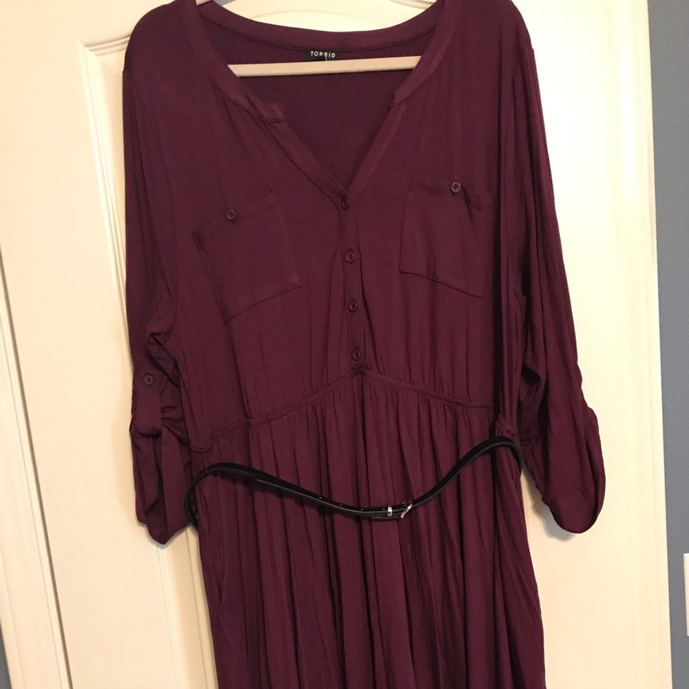 Torrid burgundy shirt dress Size 2